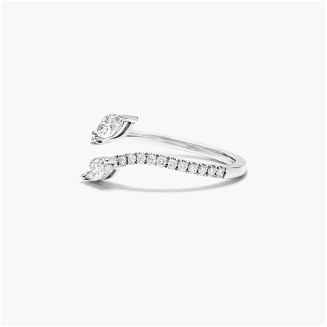 14K White Gold Marquise Diamond Pavé Bypass Ring-81513w14