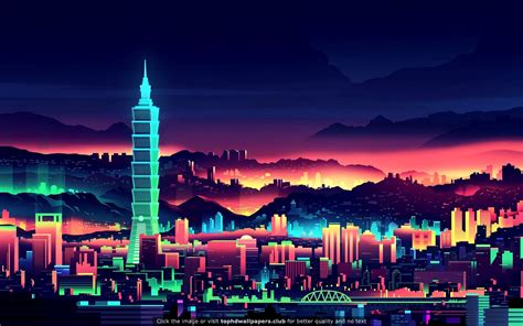 K Retro Neon City Wallpapers Wallpaper Cave