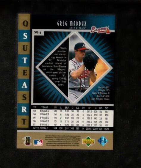 Greg Maddux Ud Collector S Choice Starquest Double Sq Braves