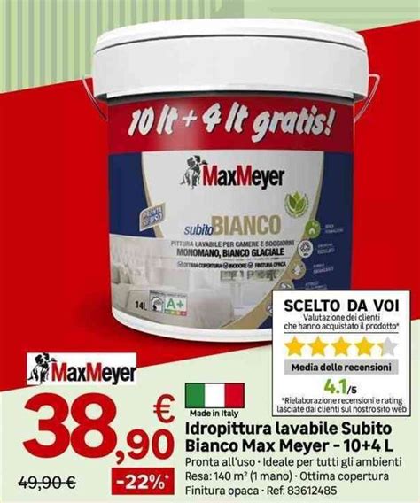 Max Meyer Idropittura Lavabile Subito Bianco L Offerta Di Leroy