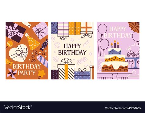 Happy birthday posters set Royalty Free Vector Image