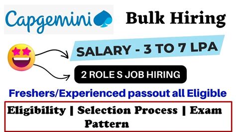 Capgemini Bulk Off Campus Hiring Salary To Lpa Fresher Passout