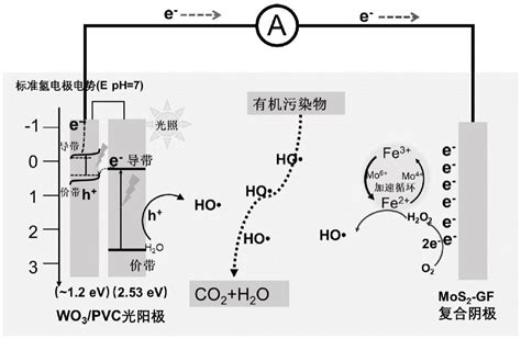 一种增强Fe2 浓度的双功能MoS2 GF复合阴极光电Fenton体系及其应用