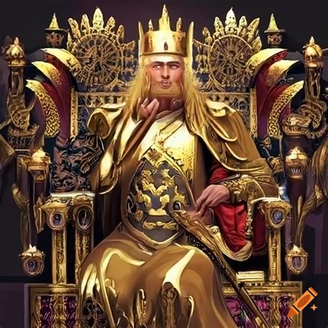 Royal King Sitting On A Golden Throne