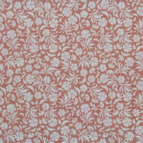 Tissu Coton Bio Fleur Blanche Corail Mes Petits Cotons By Paulo