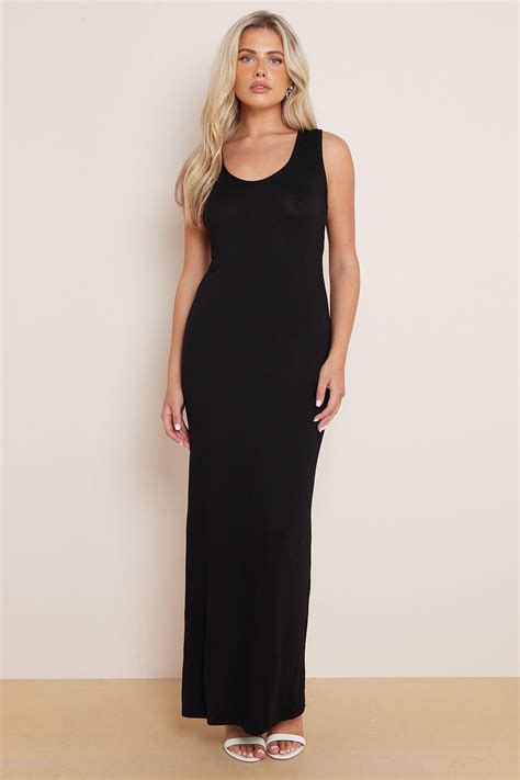 Black Racerback Maxi Dress Women From Yumi UK