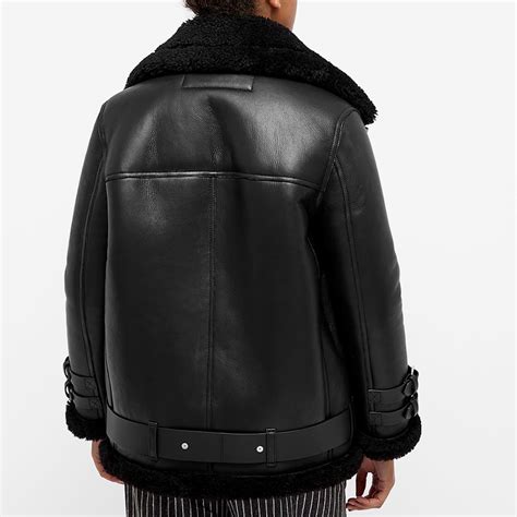 Acne Studios Velocite Leather Shearling Jacket Black Black END GB