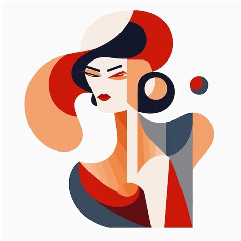 Premium Vector A Woman With A Red Hat And A Red Hat Is Looking To The