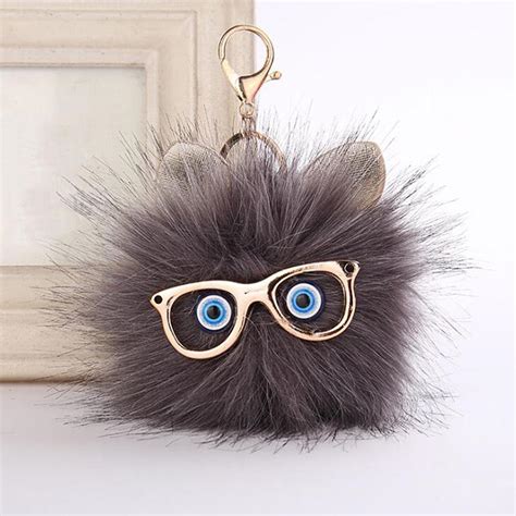 Buy Imitation Fox Fur Key Chain Owl Keychain Fluffy Hair Ball Pendant