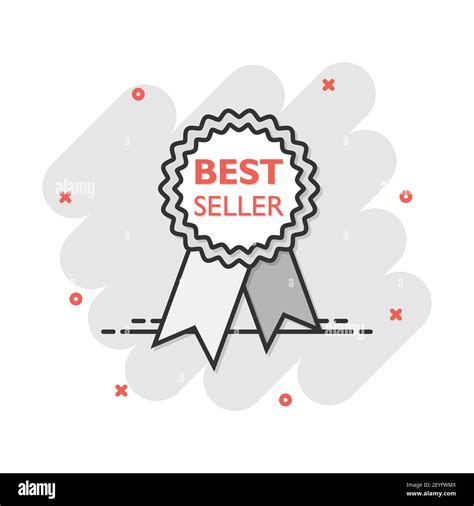 Vector Cartoon Best Seller Ribbon Icon In Comic Style Medal Sign