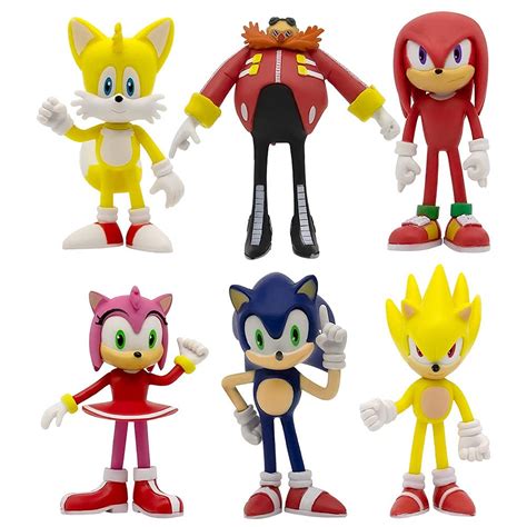 Buy 6pc Sonic The Hedgehog Action Figures Super Sonic Tails Amy Rose Dr