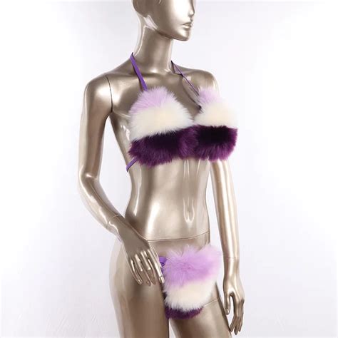 Custom Women Fur Underwear Fox Fur Furry Bra Lingerie Set Buy Furry