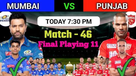 Ipl Match Mumbai Vs Panjab Match Playing Mi Vs Pbks Match