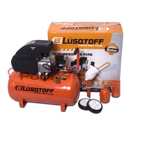 Compresor De Aire Lusqtoff 50 Lts Con Kit De 3 Piezas Polistore Argentina