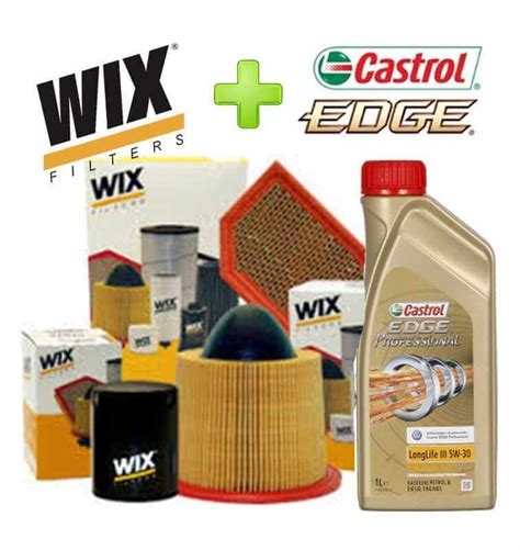 Kit Tagliando Olio CASTROL EDGE L03 5W30 5LT 4 FILTRI AUDI A3 8P