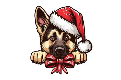 German Shepherd Wearing Santa Hat Design Graphic by Art On Demand ...