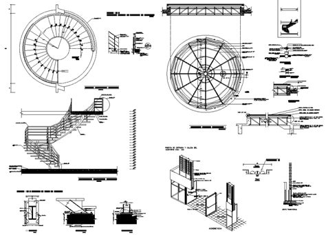 Spiral Stair And Main Gate Entry Isometric Detail Dwg File Cadbull