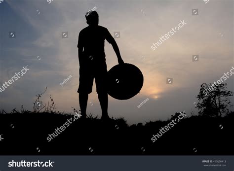 Farmer Silhouette Sunset Background Stock Photo 417626413 | Shutterstock