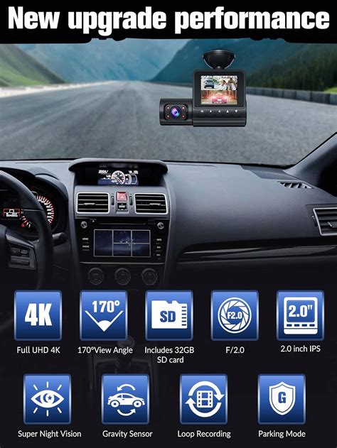 Dash Cam Anteriore E Posteriore Telecamera Per Cruscotto Full Uhd K A