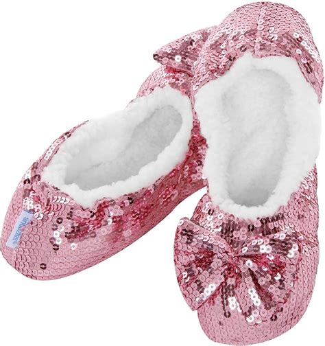 Pink Ballerina Bling Snoozies Small Uk 2 4 Sherpa Fleece Slippers