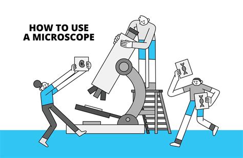 How to Use A Microscope Hand Drawn Character Illustration 11225751 ...