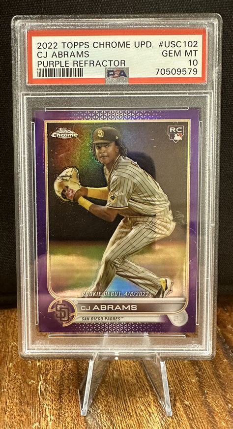 2022 TOPPS CHROME UPDATE CJ ABRAMS PURPLE REFRACTOR PSA 10 GEM MINT RC