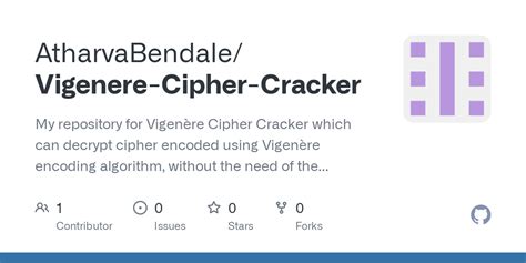 GitHub - AtharvaBendale/Vigenere-Cipher-Cracker: My repository for Vigenère Cipher Cracker which ...