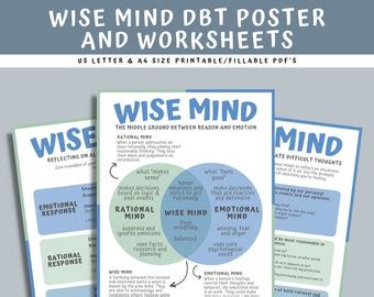 Wise Mind DBT Poster Worksheet DBT Mindfulness Skill Coping Skills