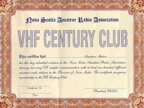 Vhf Century Club Nova Scotia Amateur Radio Association