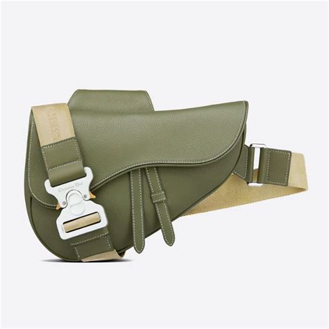 Dior Men Saddle Bag Khaki Grained Calfskin