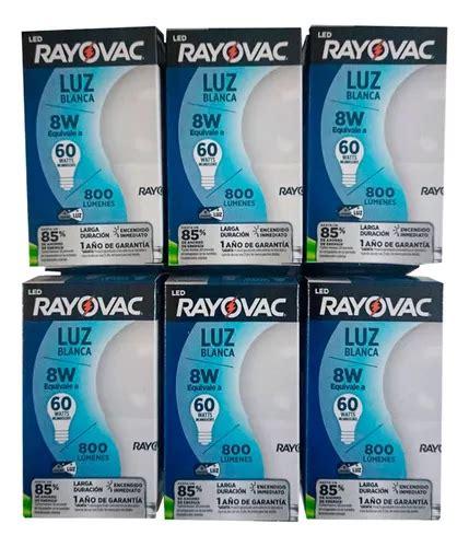 Rayovac Ampolleta Led Luz 8w 750 Lumenes Pack 6 Unidades Cuotas Sin