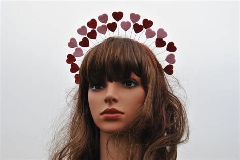 Valentine Headband Queen Of Hearts Crown Adult Red Heart Etsy