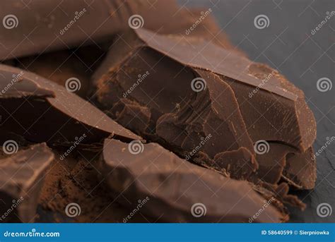 Chopped Chocolate With Cacao Stock Image Image Of Full Close 58640599