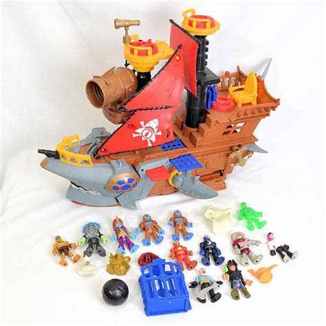 Imaginext Shark Bite Pirate Ship Playset With Figures And Accessories