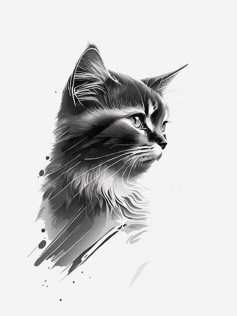 Dessin Minimaliste En Graphite Chroma Vibrant De Chat Vecteur Premium