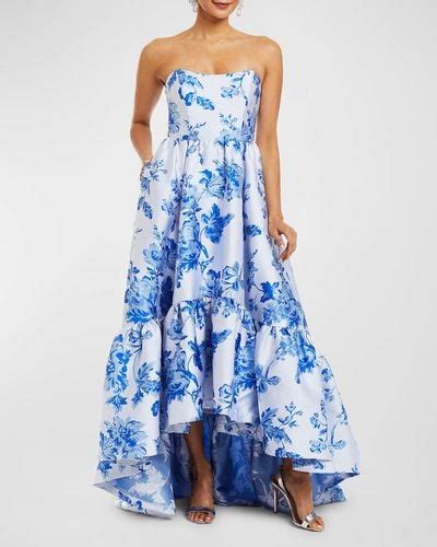 Blue Strapless High Low Dresses For Women Lyst