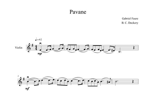 Pavane Violin Solo Arr B C Dockery By Gabriel Faure Sheet Music