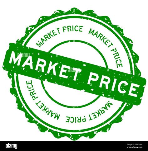 Grunge Green Market Price Word Round Rubber Seal Stamp On White