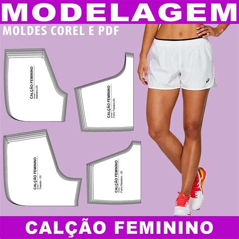 Modelagem Short Calção Feminino Corte Costura Corel Pdf Elo7