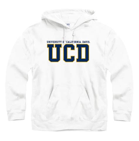 University Of California Davis Ucd Block Hoodie Sweatshirt White