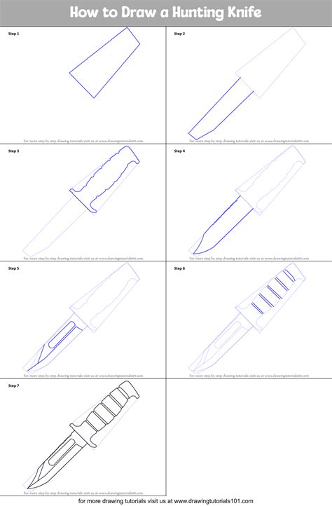 How To Draw A Hunting Knife Knives Step By Step