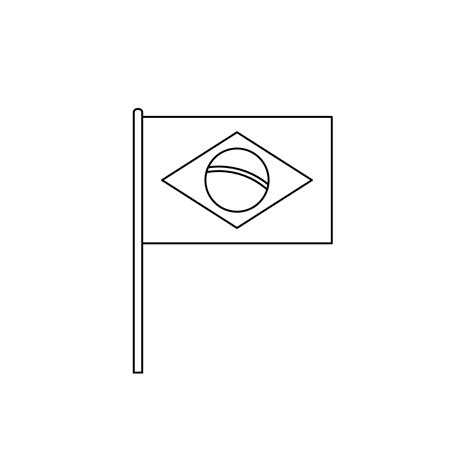 Black outline flag on of Brazil. Thin line icon 21849748 Vector Art at ...