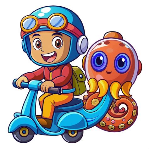 Un Personaje De Dibujos Animados En Un Scooter Con Un Personaje De