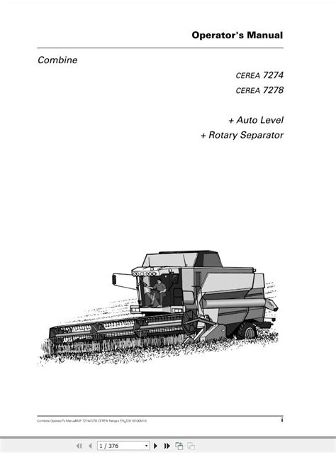 Massey Ferguson Combine Cerea Operator Manual D M