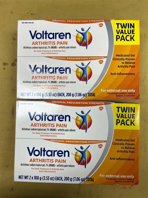 2 New Voltaren Arthritis Pain Reliever Twin Pack 2 3 53oz Tubes Each Box 300672933409 Ebay