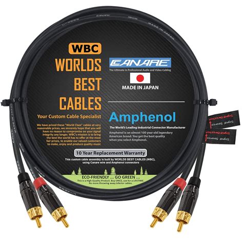 WORLDS BEST CABLES 2 Meter RCA Cable Pair Canare L 4E6S Star Quad