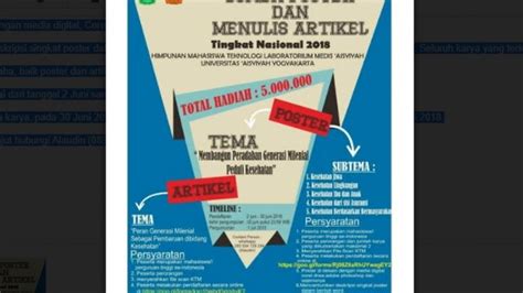 Lomba Poster Dan Menulis Artikel Tingkat Nasional Berhadiah Rp Juta