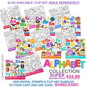 Alphabet Digital Stamps ABC Clip Art Bundle Price School Clipart - Etsy