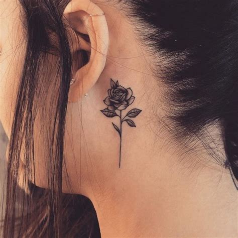 27 Inspiring Rose Tattoos Designs Rose Tattoo Behind Ear Rose Neck