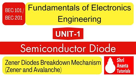 Zener Diode Breakdown Mechanism Zener And Avalanche I Electronics Engg